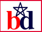 a bobby dozier logo, which consists of a white box with a red border, a 'b' next to a 'd' and a star over the bd